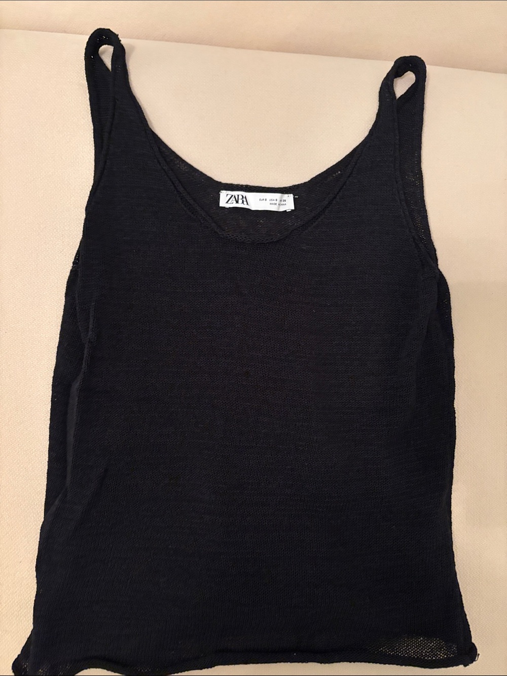 ZARA Black Ribbed Knit Tank Top
